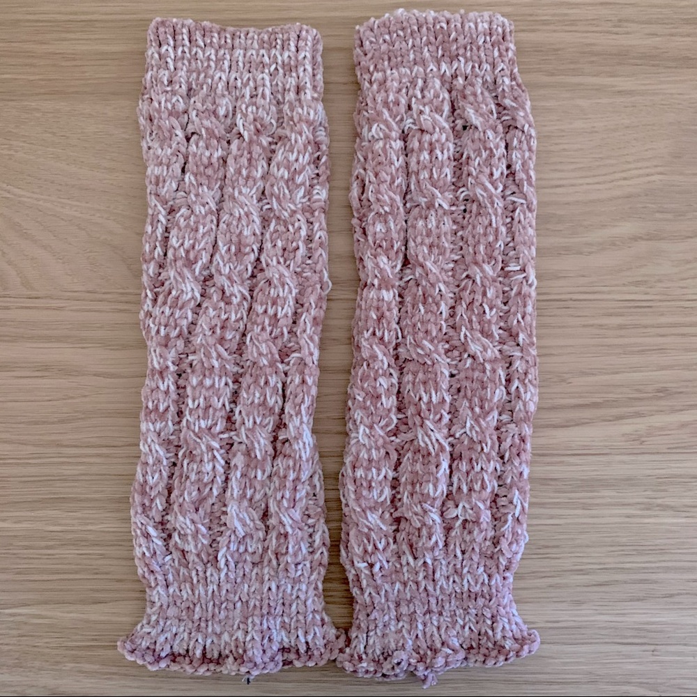 Blush + Cream Soft Knitted Leg Warmers